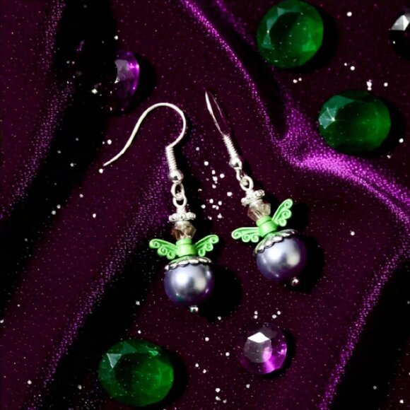 Super Cute! Hand Painted! Colorful Tiny Saucy Angel Earrings! - Picture 4 of 5